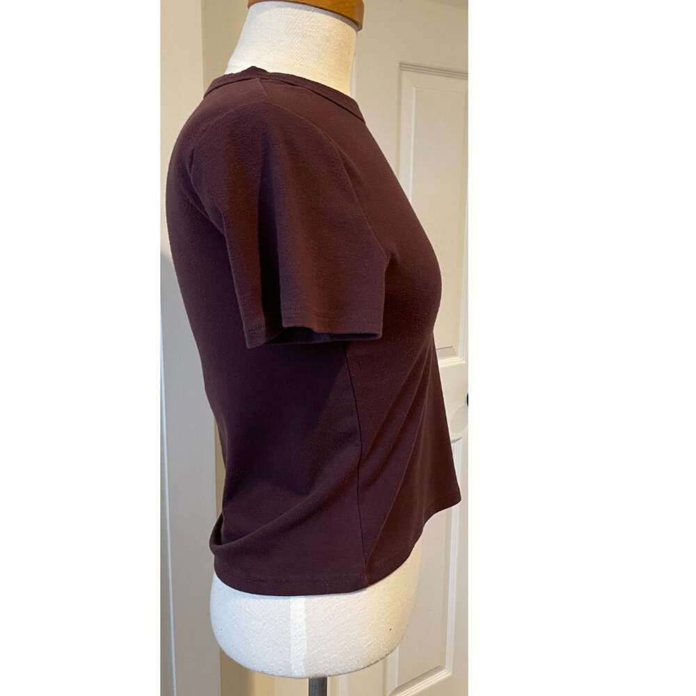 Sunday Best Aritzia Short Sleeve T Shirt Maroon/Wine Size M - Picture 3 of 9